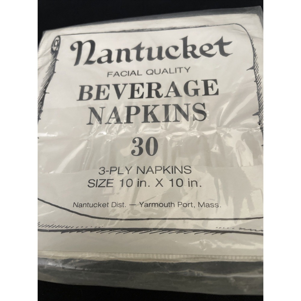 Nantucket Beverage Napkins 3-Ply Qty 30 Blue White Floral Barware Party Classic - Picture 3 of 3